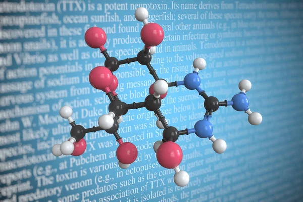 Molekularmodell von Tetrodotoxin, 3D-Rendering — Stockfoto