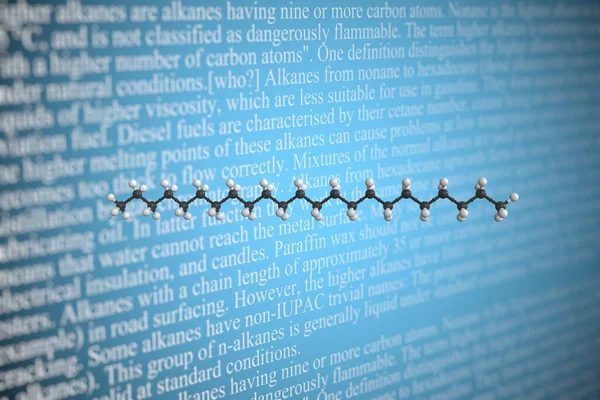 Model molekul ilmiah Tricosane, rendering 3D — Stok Foto