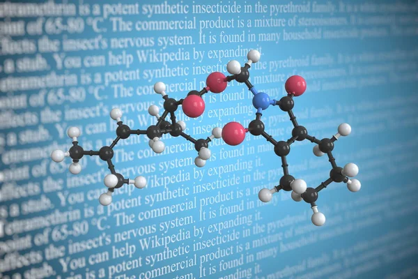 Molekularmodell von Tetramethrin, 3D-Rendering — Stockfoto