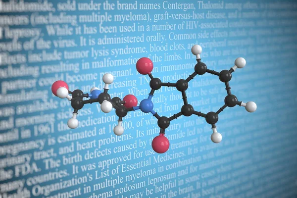 Molekularmodell von Contergan, 3D-Rendering — Stockfoto