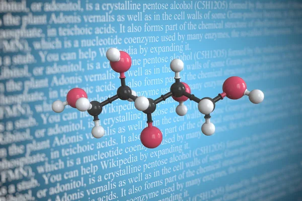 Molekularmodell von Adonitol, 3D-Rendering — Stockfoto