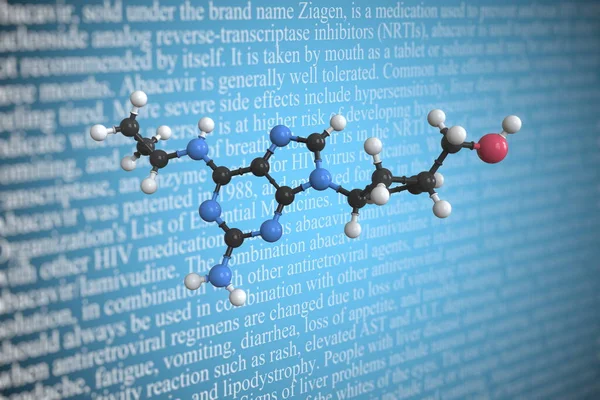 Molekularmodell von Abacavir, 3D-Rendering — Stockfoto
