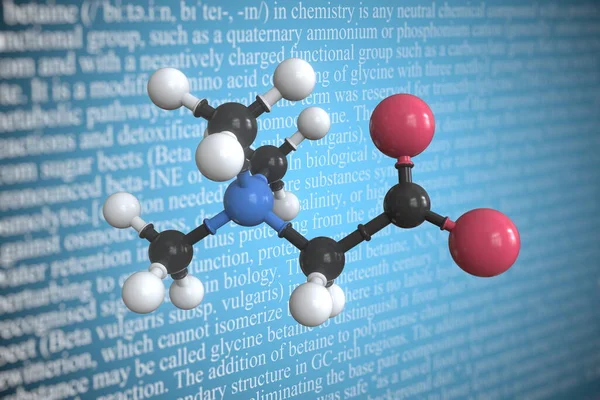 Molekularmodell von Betain, 3D-Rendering — Stockfoto