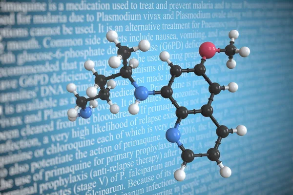 Molekularmodell des primaquinen, 3D-Renderings — Stockfoto