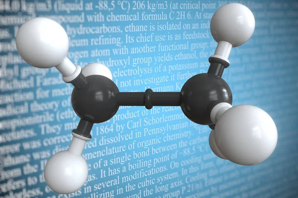 Molekularmodell von Ethan, 3D-Rendering — Stockfoto