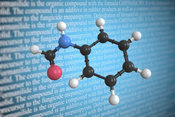 Formanilide modelo molecular científico, renderizado 3D — Foto de Stock