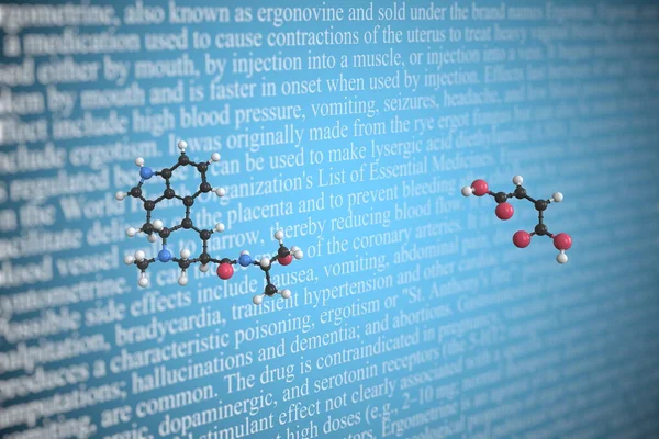 Ergometrine scientific molecular model, 3D rendering — Stock Photo, Image