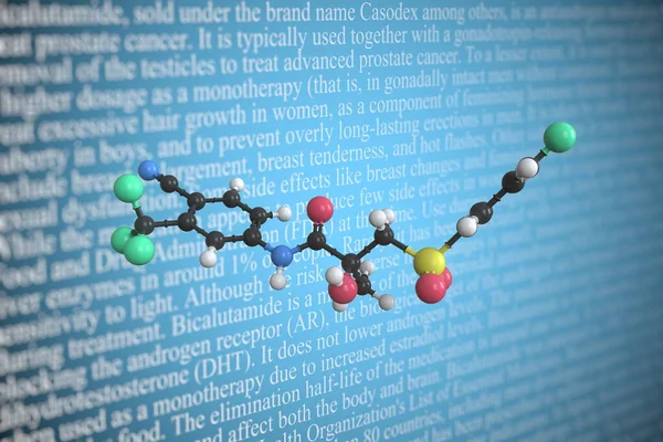 Bicalutamid wissenschaftliches Molekularmodell, 3D-Rendering — Stockfoto