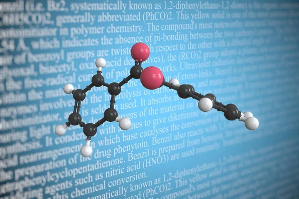Molekularmodell von benzil, 3D-Rendering — Stockfoto