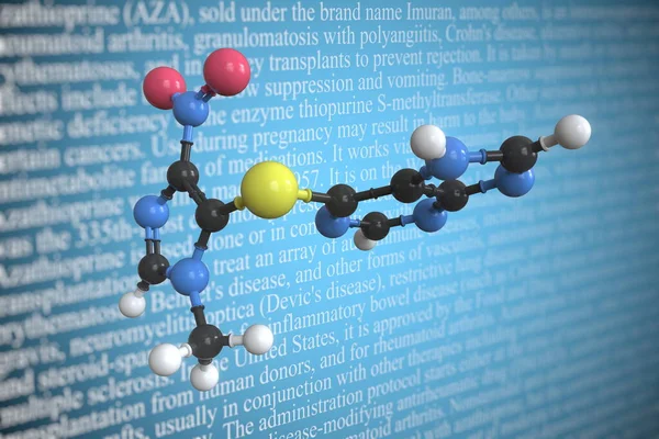 Molekularmodell von Azathioprin, 3D-Rendering — Stockfoto