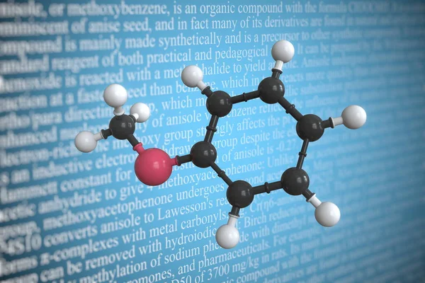 Modelo molecular de anisol, renderizado 3D —  Fotos de Stock