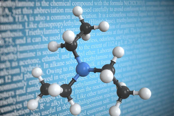 Molecular model of triethylamine, 3D rendering — Stock Photo, Image