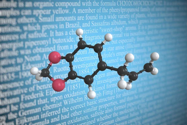 Safrole modelo molecular científico, representación 3D —  Fotos de Stock