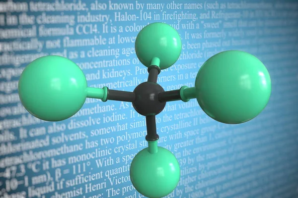 Molekularmodell von Tetrachlormethan, 3D-Rendering — Stockfoto