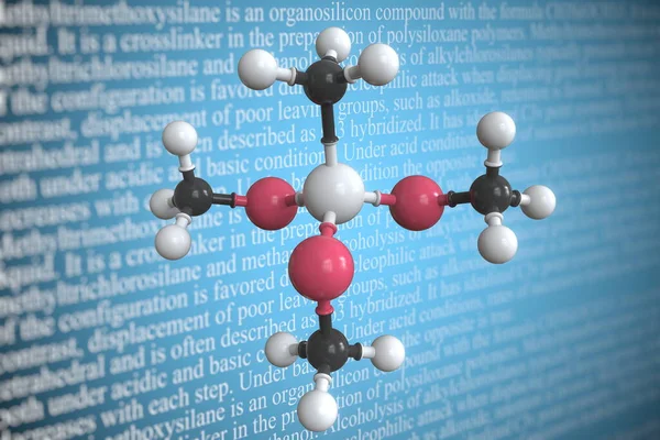Molekularmodell des Methyltrimethoxysilans, 3D-Rendering — Stockfoto