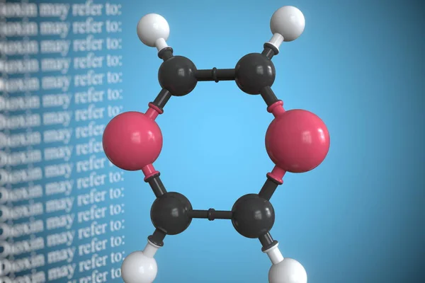 Molecular model of dioxin, 3D rendering