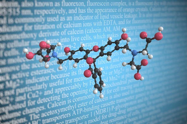 Molekularny model kalceiny, renderowanie 3D — Zdjęcie stockowe