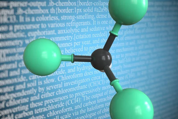 Molekularmodell von Chloroform, 3D-Rendering — Stockfoto