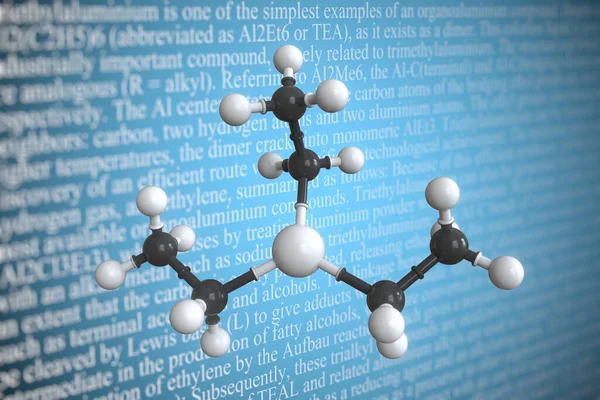 Molekularmodell von Triethylaluminium, 3D-Rendering — Stockfoto