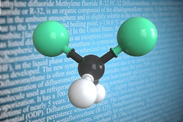 Διφθορομεθάνιο επιστημονικό μοριακό μοντέλο, 3D rendering — Φωτογραφία Αρχείου