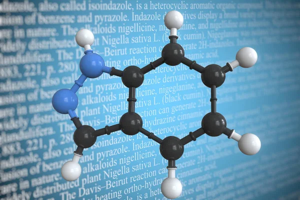 Molekularmodell von Indazol, 3D-Rendering — Stockfoto