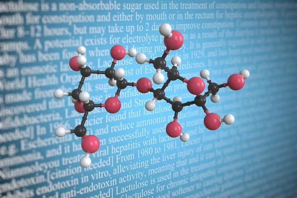 Molekularmodell der Laktulose, 3D-Rendering — Stockfoto