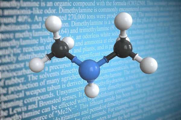 Molekularmodell von Dimethylamin, 3D-Rendering — Stockfoto
