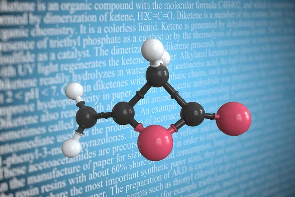 Modelo molecular de diketeno, renderizado 3D — Foto de Stock