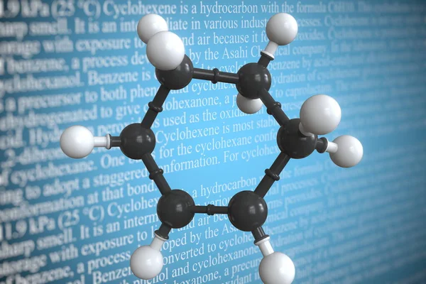 Molekularmodell von Cyclohexen, 3D-Rendering — Stockfoto