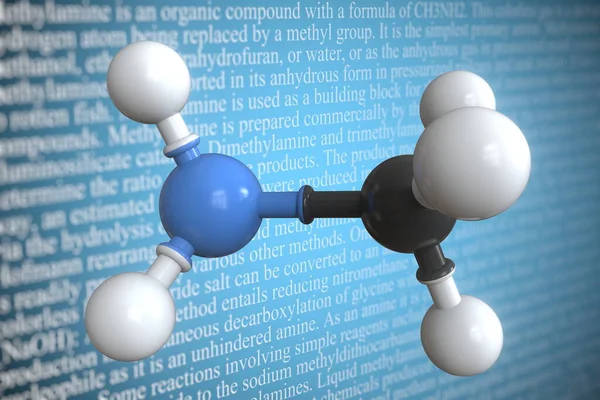 Molekularmodell von Methylamin, 3D-Rendering — Stockfoto
