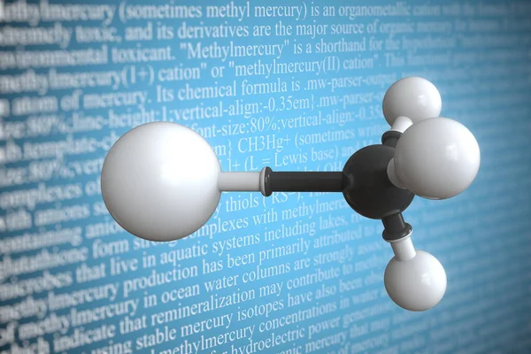 Methylmercury scientific molecular model, 3D rendering