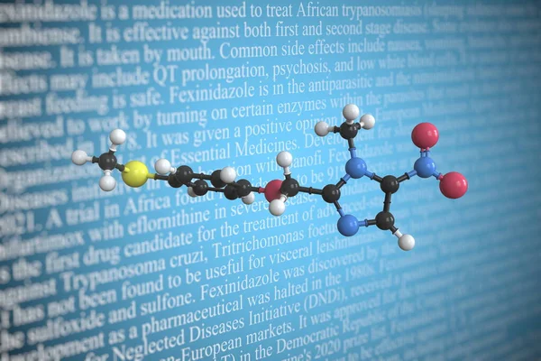 Molekularmodell von Fexinidazol, 3D-Rendering — Stockfoto