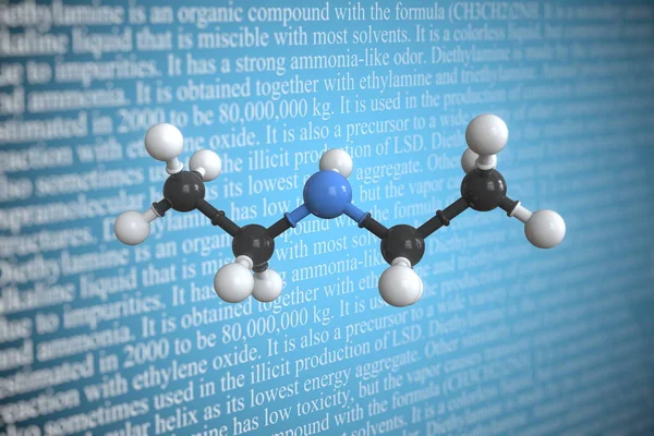 Diethylamin wissenschaftliches molekulares Modell, 3D-Rendering — Stockfoto