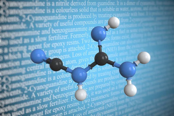 Molekularmodell von Cyanoguanidin, 3D-Rendering — Stockfoto