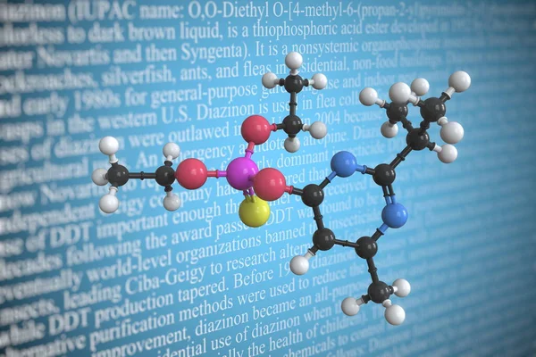 Molekularmodell von Diazinon, 3D-Rendering — Stockfoto