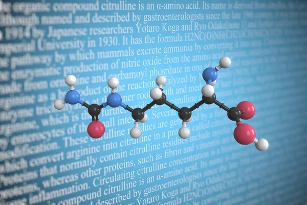 Wissenschaftliches Molekularmodell Citrulline, 3D-Rendering — Stockfoto