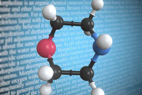 Morpholine scientific molecular model, 3D rendering
