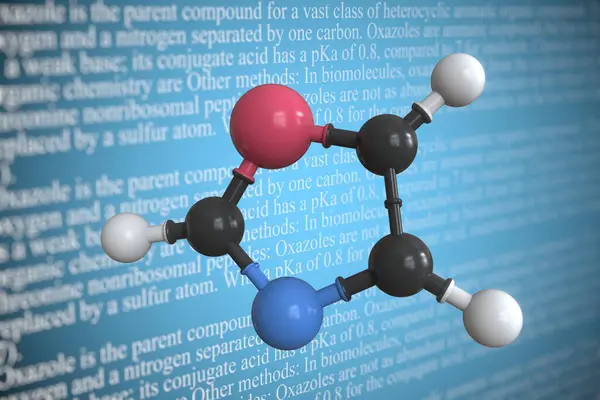 Oxazole scientific molecular model, 3D rendering