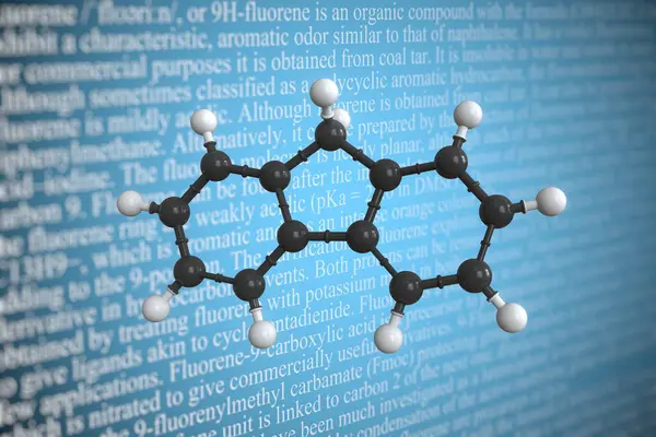 Fluorene scientific molecular model, 3D rendering