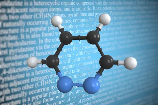 Molecular model of pyridazine, 3D rendering