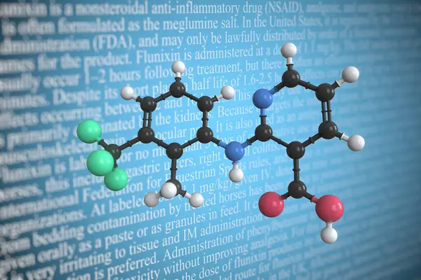 Flunixin scientific molecular model, 3D rendering