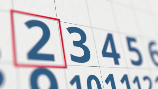 Календарь с отметкой 3 дня крупным планом месяца — стоковое видео