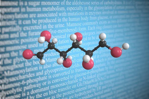 Mannose scientific molecular model, 3D rendering