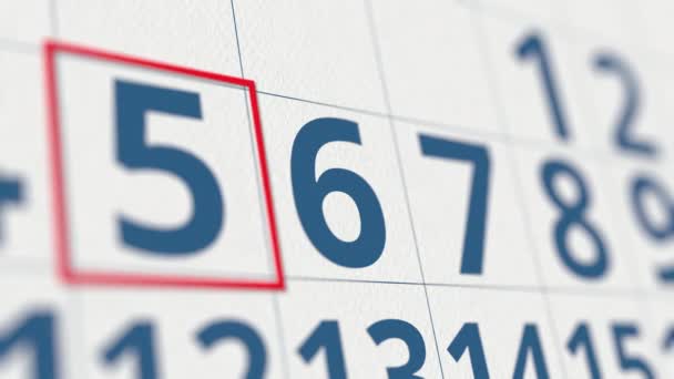 Календар з позначкою 6 днів місяця крупним планом — стокове відео