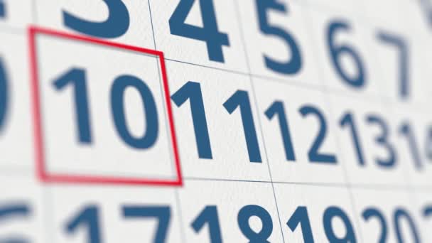 Kalendarz z zaznaczonym 11 dniem miesiąca zbliżenie — Wideo stockowe