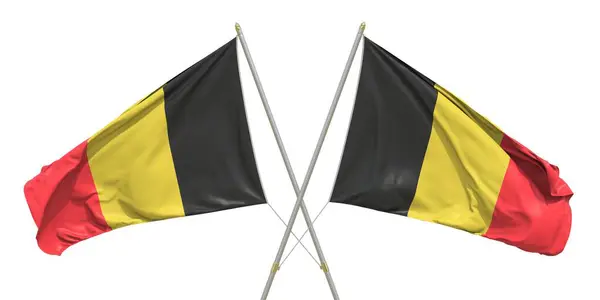 Banderas aisladas de Bélgica sobre fondo blanco. Renderizado 3D — Foto de Stock