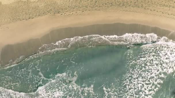 Panama woord wordt onthuld met de schaduw van een vliegend vliegtuig op het strand — Stockvideo