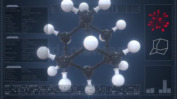 Übersicht über das Diamantmolekül auf dem Computerbildschirm. Loopable 3D-Animation — Stockvideo