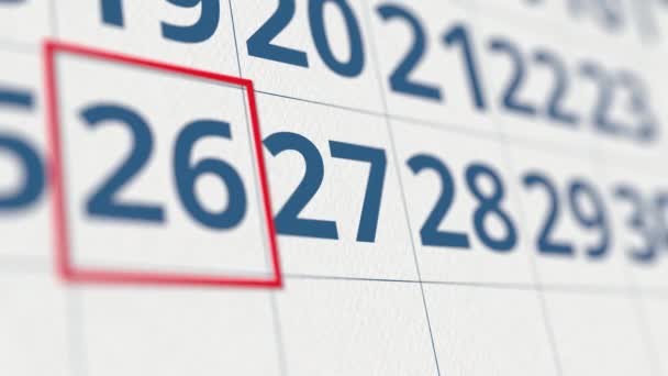 Календарь с отметкой 27 день месяца крупным планом — стоковое видео