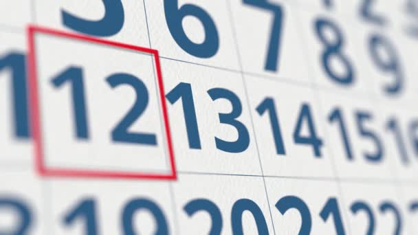 Kalender med markert 13 dag i måneden nærbilde – stockvideo